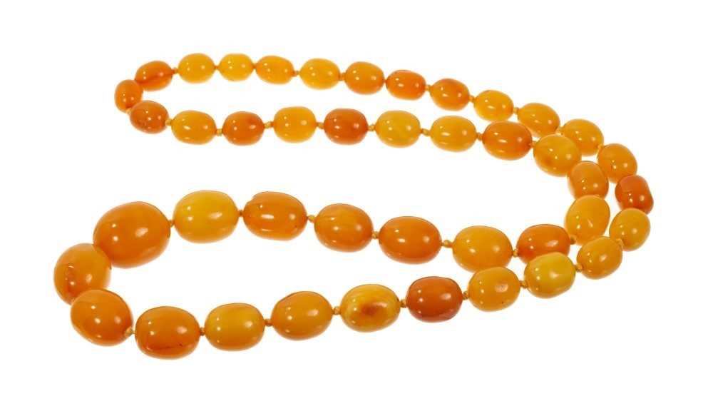 24 Inch Vintage Amber Necklace and Pendant - Ruby Lane
